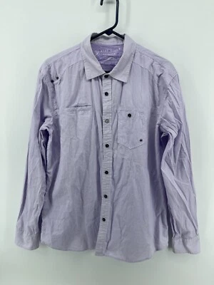 Marc Ecko Cut & Sew Button Shirt Mens Size Large Purple White Stripe Long Sleeve - Image 1 of 4