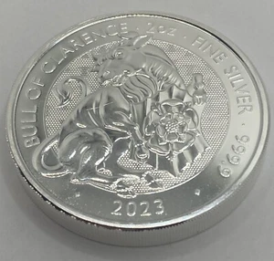Moneda 2023 2 OZ .9999 5 libras de plata Gran Bretaña Bestias Tudor-Toro de Clarence - Imagen 1 de 5