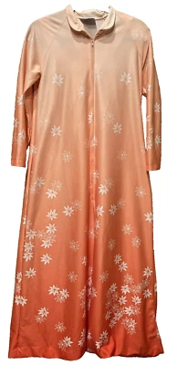 VTG Travel-Lite by Boutique SZ P Orange Ombre Leaf Gown & Robe Set Negligee#4763 - Image 1 of 4