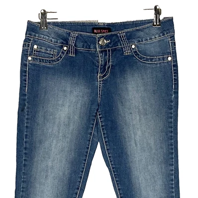 Blue Spice womens rhinestones skinny jegging juniors 7 stretch med wash low rise - Image 1 of 4