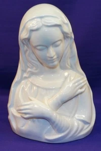 VINTAGE RUBENS POTTERY BLESSED MADONNA VIRGIN MARY PLANTER HEAD VASE 7 1/2" - Picture 1 of 8