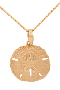 14K YELLOW GOLD 585 SAND DOLLAR PENDANT NECKLACE - Picture 1 of 8