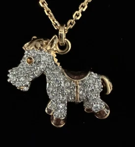 RARE! Swarovski Horse Pony Gold Tone Adjustable Crystal Sparkly Bling Necklace - Picture 1 of 4