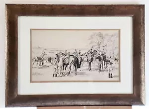 English horse racing Andrew Schofield drawing 1985 sign original modern wall art - Picture 1 of 5