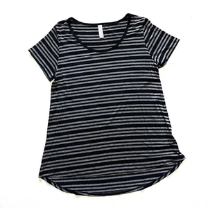 NWT Lularoe Classic Tee SMALL Black Gray Striped Rayon Top HTF **Rare Print** - Picture 1 of 2
