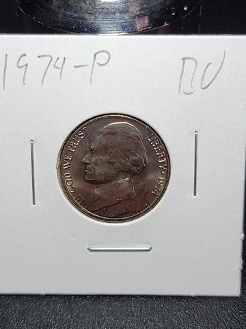 1974 P Jefferson Nickel in Uncirculated Condition in Coin-Flip Cover