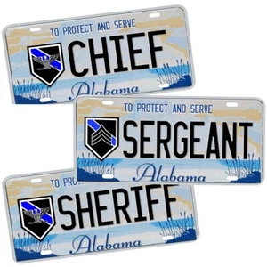 Alabama Thin Blue Line Law Enforcement 15 Ranks & Titles License Plate Sign - Picture 1 of 18