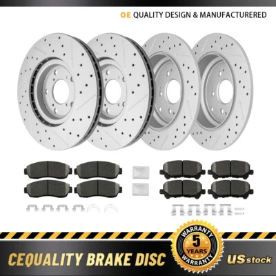 Juego de pastillas de cerámica rotores de freno delanteros y traseros perforados para Honda Odyssey 2011-2014 Foto 1 de 4