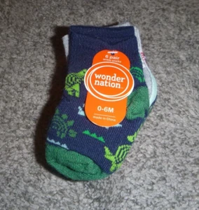 Wonder Nation Boy's 6 Pair Ankle Socks 0-6 Months *NEW WITH TAGS* *FREE SHIPPING - Picture 1 of 6