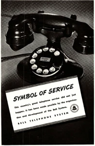 PRINT AD 1937 Bell Telephone System 6.75 x 10 Symbol of Service Rotary Vtg - Picture 1 of 2