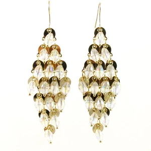US-Verkäufer OHRRING Mode Strass Kristall GOLD WEISS Glitzer Hänger Licht Neu - Bild 1 von 2