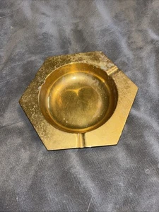 Vintage Brass Ashtray Hexagon Table Home Decor 6.5” - Picture 1 of 4