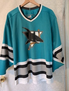 Vintage 90s San Jose Sharks CCM Jersey Mens Medium Home Teal Blue  Home NHL - Picture 1 of 14