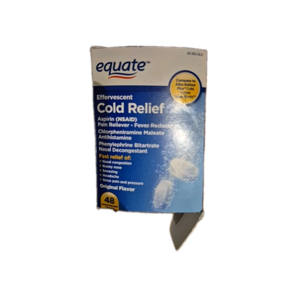 Caja Equate Cold Relief Sabor Original Efervescente Dañada (Falta 2 Paquetes 44 Ct Foto 1 de 1