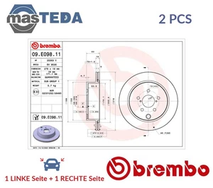 09E09811 BREMSSCHEIBEN SATZ HINTEN BREMBO 2PCS NEU OE QUALITÄT - Picture 1 of 6