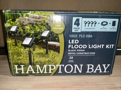 Hampton Bay Low Voltage Black LED 350 LM Outdoor Landscape Flood Lights (4-Pack) - Image 1 of 4