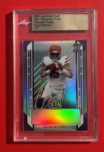 1/1 2021 Leaf Metal Draft Pre Production Proof Crystal Elijah Mitchell Purple RC - Picture 1 of 3