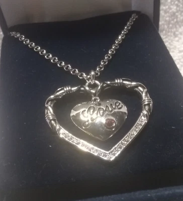 Montana Plateros Plata Cuelga Doble Corazón Amor Colgante Piedra Roja + Caja Foto 1 de 4