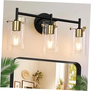 Bathroom Light Fixtures 2024 Upgrade, 3-Light Black and Gold Vanity Light, - Picture 1 of 8
