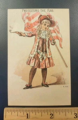 Protecting The Flag Girl With Pistol Nine O'clock Laundry Advertising Trade Card - Image 1 of 4