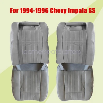 For 1994-1996 Chevy Impala SS Driver & Passenger Leather Seat Cover Med Gray 143 - Imagem 1 de 4