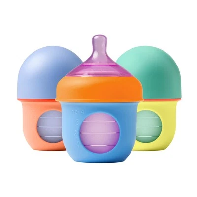 	Boon Nursh Reusable Silicone Pouch Baby Bottles Slow Flow Nipple Color Block... - Image 1 of 4