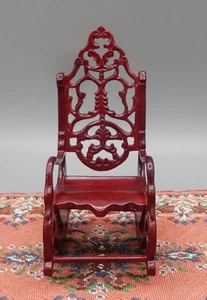 Vintage Mahogany Swan Rocking Chair Artisan Dollhouse Miniature 1:12 - Picture 1 of 13