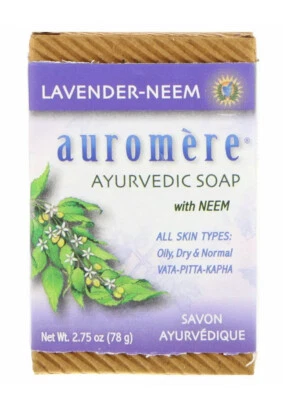 4-Auromere Ayurvedic Soap With Neem, Lavender-Neem, 2.75 Fl.oz (78 g Each) - Image 1 of 4