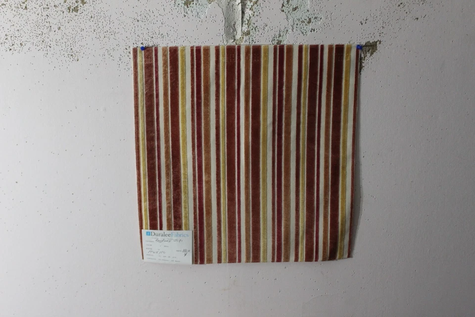 Duralee, Boardwalk Stripe, Woven Velvet Stripe, 17" W X 17" L, Color Melon - Image 1 of 1