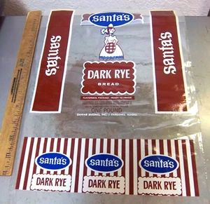 vintage 1950s Santa's Dark Rye Bread Bag new unused Sanfair Fairbanks Alaska - Picture 1 of 5