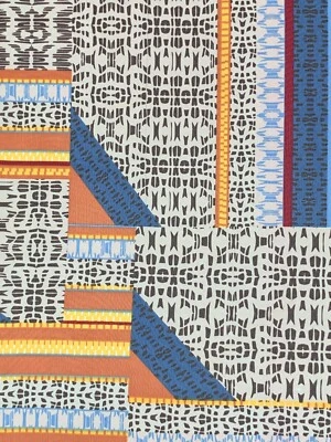 Ropa Abstracta de Gasa Tela Bloque Triángulos Negro Moderno Por Yarda   Foto 1 de 3