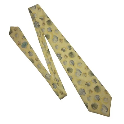 Corbata ancha TOMMY BAHAMA para hombre beige arena concha marina 100 % seda hecha en EE. UU. USADA EN EXCELENTE ESTADO Foto 1 de 4