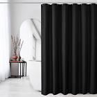 Gibelle Black Shower Curtain, Waffle Weave Textured Fabric Shower Curtain for Ba