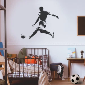 Jugador de Fútbol Cerradero Estarcido, Niños Dormitorio Tema Mural para Pared - Imagen 1 de 5