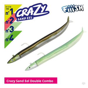 Fiiish Crazy Sand Eel Lures Double Combo Pack - Bass Wrasse Pollock Cod Pike Sea