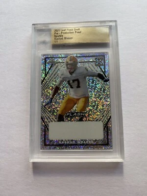 2021 Leaf Flash Draft RASHAD WEAVER SPARKLE Pre-Production Proof 1/1 PANTHERS - Image 1 of 4