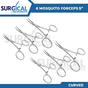 6 Pcs Mosquito Forceps 5.00" Curved German Grade Stainless Steel - Picture 1 of 7