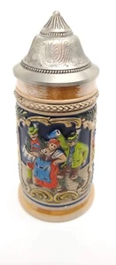 Gerz Beer Stein Limited Edition W Germany Vintage w Pewter Lid Color 3 Panels 7" - Picture 1 of 11