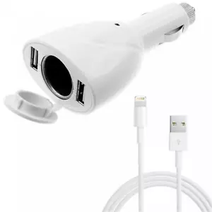 For iPHONE iPAD - 2-PORT USB CHARGER 6FT LONG CABLE POWER CORD DC SOCKET ADAPTER - Picture 1 of 5