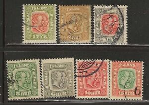ICELAND Classics...Sc #71-77...Used...1907/08...SCV $13.15 (#3)