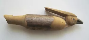 Vintage AMERICAN FOLK ART WOOD CARVING: BIRD FLUTE - Picture 1 of 8