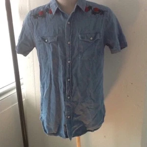 Pacsun Denim Short Sleeve Snap Womens S - Picture 1 of 6