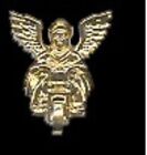 Gold Plated Guardian Angel Biker Riding a Motorcycle Lapel Hat or Vest Pin