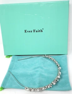 EVER FAITH Bridal Headpiece Accessory Crystal Cream Simulated Pearl Wedding - Picture 1 of 4