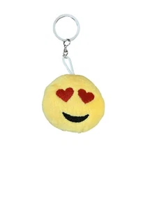 3 x Herzaugen Emoji Plüsch Schlüsselanhänger 2,5 Zoll groß - Bild 1 von 2