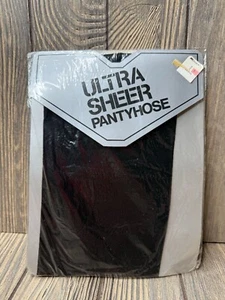 Vintage Ultra Sheer Pantyhose Black 1X All Nylon Made In USA - Picture 1 of 2