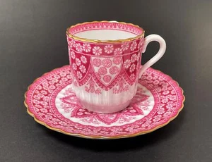 ANTIQUE SPODE COPELAND PRIMROSE PINK DEMISTASSE CUP & SAUCER ENGLISH CHINA - Picture 1 of 9