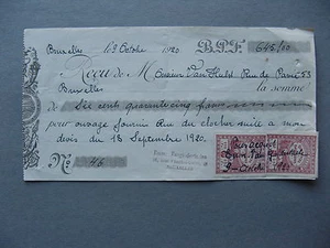 BELGIUM, reçu 1920, revenues, lion - Picture 1 of 1