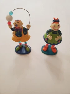 Greenbrier Collectible Clowns 2 colorful 4" resin and Bead clowns - Picture 1 of 4