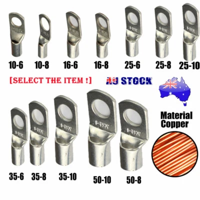 6MM² - 50MM² Battery Cable Lugs Crimp Copper Terminal Eyelet Wire Ring Connector - image 1 of 4